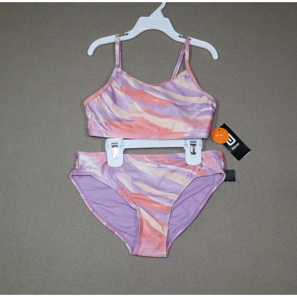 Ideology Big Girls Brushstroke Bikini, Sleeveless 2 Pc Swimsuit - Pink - Size‎ M